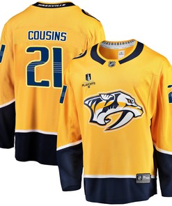 Nashville Predators Nick Cousins 21 Home 2022 Stanley Cup Playoffs Breakaway Men Jersey - Gold - Robokeg