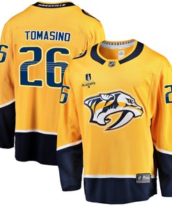 Nashville Predators Philip Tomasino 26 Home 2022 Stanley Cup Playoffs Breakaway Men Jersey - Gold - Robokeg