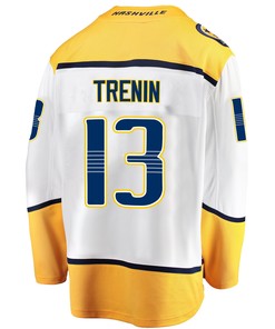 Nashville Predators Yakov Trenin 13 Away 2022 Stanley Cup Playoffs Breakaway Men Jersey - White - Robokeg