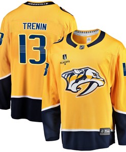 Nashville Predators Yakov Trenin 13 Home 2022 Stanley Cup Playoffs Breakaway Men Jersey - Gold - Robokeg