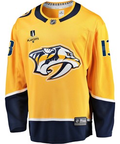 Nashville Predators Yakov Trenin 13 Home 2022 Stanley Cup Playoffs Breakaway Men Jersey - Gold - Robokeg
