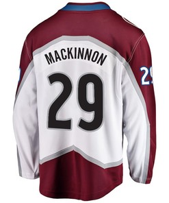 Nathan MacKinnon 29 Colorado Avalanche Stanley Cup 2023 Playoffs Patch Away Breakaway Men Jersey - White - Robokeg