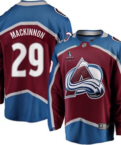 Nathan MacKinnon 29 Colorado Avalanche Stanley Cup 2023 Playoffs Patch Home Breakaway Men Jersey - Burgundy - Robokeg