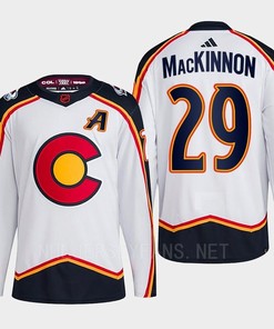 Nathan MacKinnon 29 Reverse Retro 2.0 2022 Colorado Avalanche White Jersey Primegreen - Robokeg