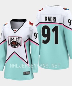 Nazem Kadri 91 Calgary Flames White 2023 All-Star Western Conference Jersey Women - Robokeg