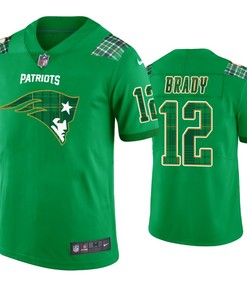 New England Patriots #12 Tom Brady Jersey St. Patricks Day Kelly Green Lucky - Men - Robokeg