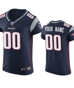 New England Patriots Custom Navy 100th Season Vapor Elite Jersey - Robokeg