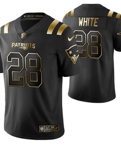 New England Patriots James White 28 2021 Nfl Golden Brandedition Black Jersey Gift For Patriots Fans - Robokeg