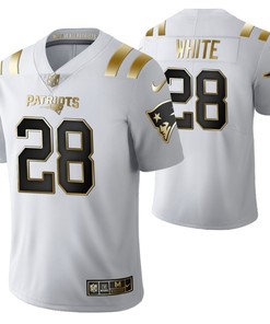 New England Patriots James White 28 2021 Nfl Golden Brandedition White Jersey Gift For Patriots Fans - Robokeg