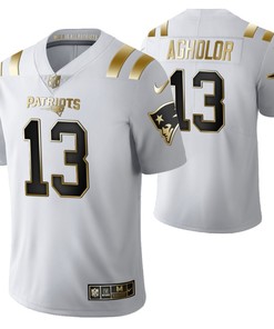 New England Patriots Nelson Agholor 13 2021 Nfl Golden Brandedition White Jersey Gift For Patriots Fans - Robokeg