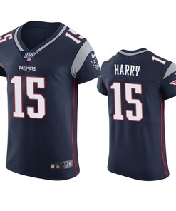 New England Patriots Nkeal Harry Navy 100th Season Vapor Elite Jersey - Robokeg