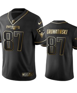 New England Patriots Rob Gronkowski Black Golden Edition 2019 Vapor Untouchable Limited Jersey - Mens - Robokeg