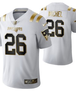 New England Patriots Sony Michel 28 2021 Nfl Golden Brandedition White Jersey Gift For Patriots Fans - Robokeg