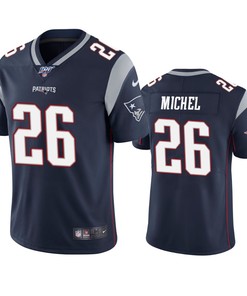 New England Patriots Sony Michel Navy 100th Season Vapor Limited Jersey - Robokeg