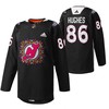 New Jersey Devils 86 Jack Hughes 2022 Hispanic Heritage Night Jersey Black Warm-Up Jersey - Robokeg