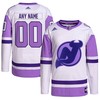 New Jersey Devils Adidas Hockey Fights Cancer Primegreen Authentic Custom Jersey - White/purple Custom Jerseys Nhl - Robokeg