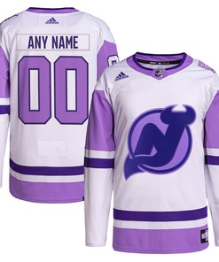 New Jersey Devils Adidas Hockey Fights Cancer Primegreen Authentic Custom Jersey - White/purple Custom Jerseys Nhl - Robokeg