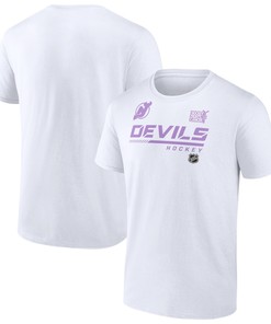 New Jersey Devils Branded Nhl Hockey Fights Cancer T-shirt - White - Robokeg
