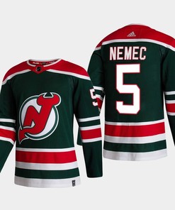 New Jersey Devils Simon Nemec 5 2022 NHL Draft Green Jersey Reverse Retro - Robokeg