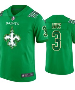 New Orleans Saints #3 Wil Lutz Jersey St. Patricks Day Kelly Green Lucky - Men - Robokeg
