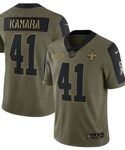 New Orleans Saints Alvin Kamara 44 Nfl Olive 2021 Salute To Service Player Men Jersey For Saints Fans - Robokeg