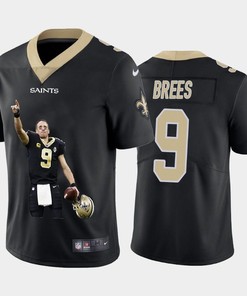 New Orleans Saints Drew Brees #9 Nfl Portrait Brandedition Black Jersey - Robokeg