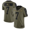 New Orleans Saints Taysom Hill 7 Nfl Olive 2021 Salute To Service Player Men Jersey For Saints Fans - Robokeg