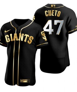 New York Giants #47 Johnny Cueto Golden Brandedition Black Jersey Gift For Giants Fans - Robokeg