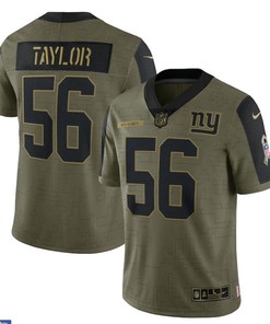 New York Giants Lawrence Taylor 56 Nfl Olive 2021 Salute To Service Retired Player Men Jersey For Giants Fans - Robokeg