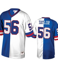 New York Giants Lawrence Taylor Royal White Retired Player Split Jersey - Robokeg