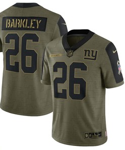 New York Giants Saquon Barkley 26 Nfl Olive 2021 Salute To Service Retired Player Men Jersey For Giants Fans - Robokeg