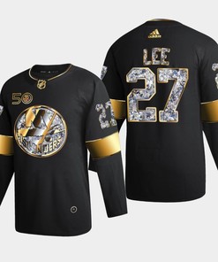 New York Islanders Anders Lee 27 Golden Diamond Black 2022-23 Jersey 50th Anniversary - Robokeg