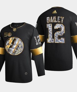 New York Islanders Josh Bailey 12 Golden Diamond Black 2022-23 Jersey 50th Anniversary - Robokeg