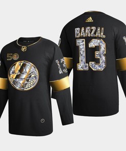 New York Islanders Mathew Barzal 13 Golden Diamond Black 2022-23 Jersey 50th Anniversary - Robokeg