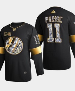New York Islanders Zach Parise 11 Golden Diamond Black 2022-23 Jersey 50th Anniversary - Robokeg