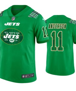 New York Jets #11 Robby Anderson Jersey St. Patricks Day Kelly Green Lucky - Men - Robokeg