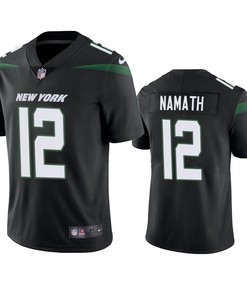 New York Jets #12 Joe Namath Black Vapor Untouchable Limited Jersey - Mens - Robokeg
