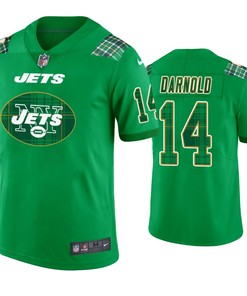 New York Jets #14 Sam Darnold Jersey St. Patricks Day Kelly Green Lucky - Men - Robokeg