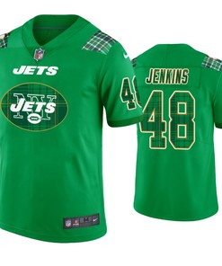 New York Jets #48 Jordan Jenkins Jersey St. Patricks Day Kelly Green Lucky - Men - Robokeg