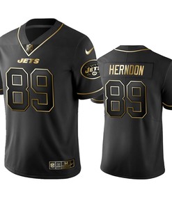 New York Jets Chris Herndon Black Golden Edition 2019 Vapor Untouchable Limited Jersey - Mens - Robokeg