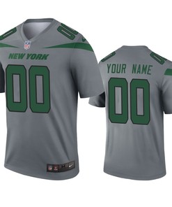 New York Jets Custom Gray Inverted Legend Jersey - Robokeg