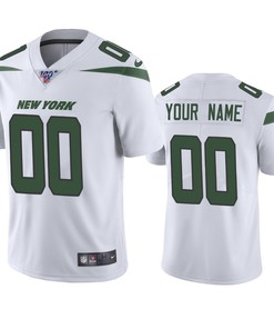 New York Jets Custom White 100th Season Vapor Limited Jersey - Robokeg