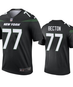 New York Jets Mekhi Becton Black Color Rush Legend Jersey - Mens - Robokeg