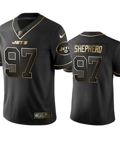 New York Jets Nathan Shepherd Black Golden Edition 2019 Vapor Untouchable Limited Jersey - Mens - Robokeg