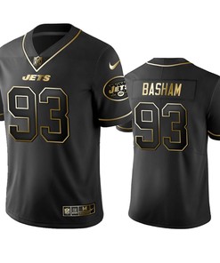 New York Jets Tarell Basham Black Golden Edition 2019 Vapor Untouchable Limited Jersey - Mens - Robokeg