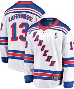 New York Rangers Alexis Lafreniere 13 Away 2022 Stanley Cup Final Breakaway Men Jersey - White - Robokeg