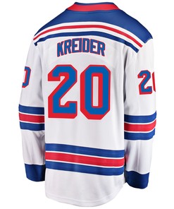New York Rangers Chris Kreider 20 Away 2022 Stanley Cup Final Breakaway Men Jersey - White - Robokeg