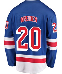 New York Rangers Chris Kreider 20 Home 2022 Stanley Cup Final Breakaway Men Jersey - Blue - Robokeg