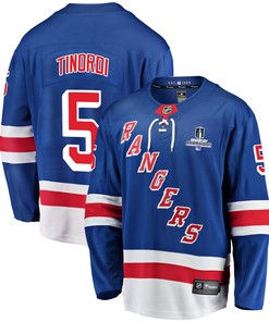 New York Rangers Jarred Tinordi 5 Home 2022 Stanley Cup Champions Breakaway Men Jersey - Blue - Robokeg
