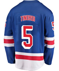 New York Rangers Jarred Tinordi 5 Home 2022 Stanley Cup Final Breakaway Men Jersey - Blue - Robokeg